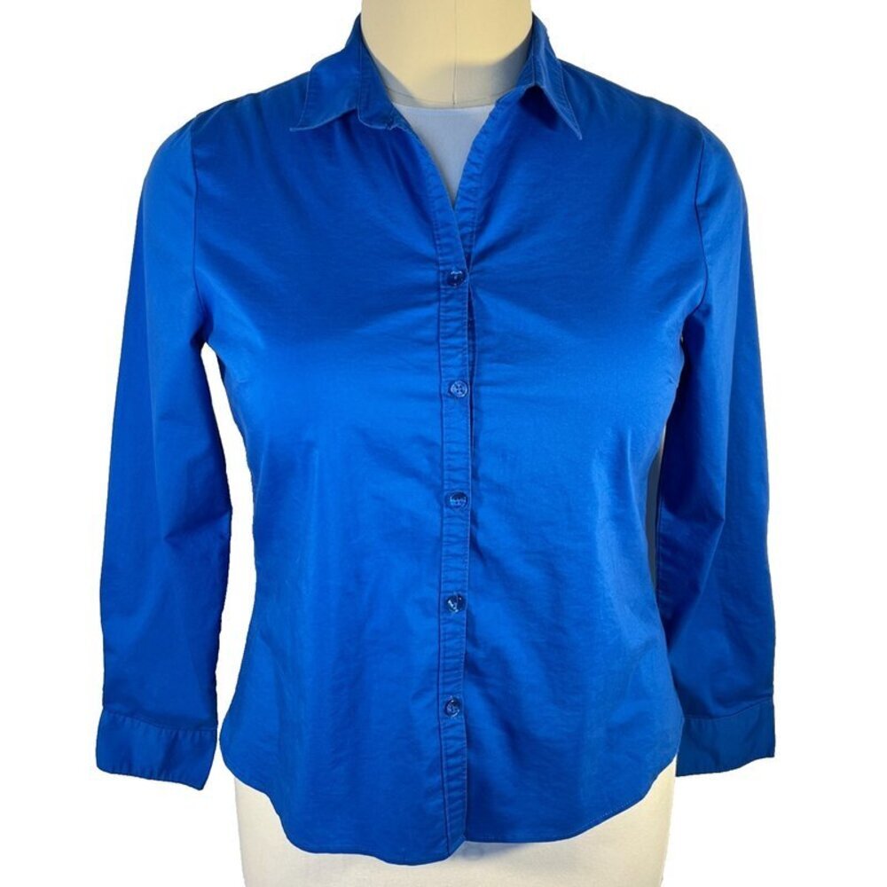 George Blouse Women's XL Button Down Royal Blue Long Sleeve